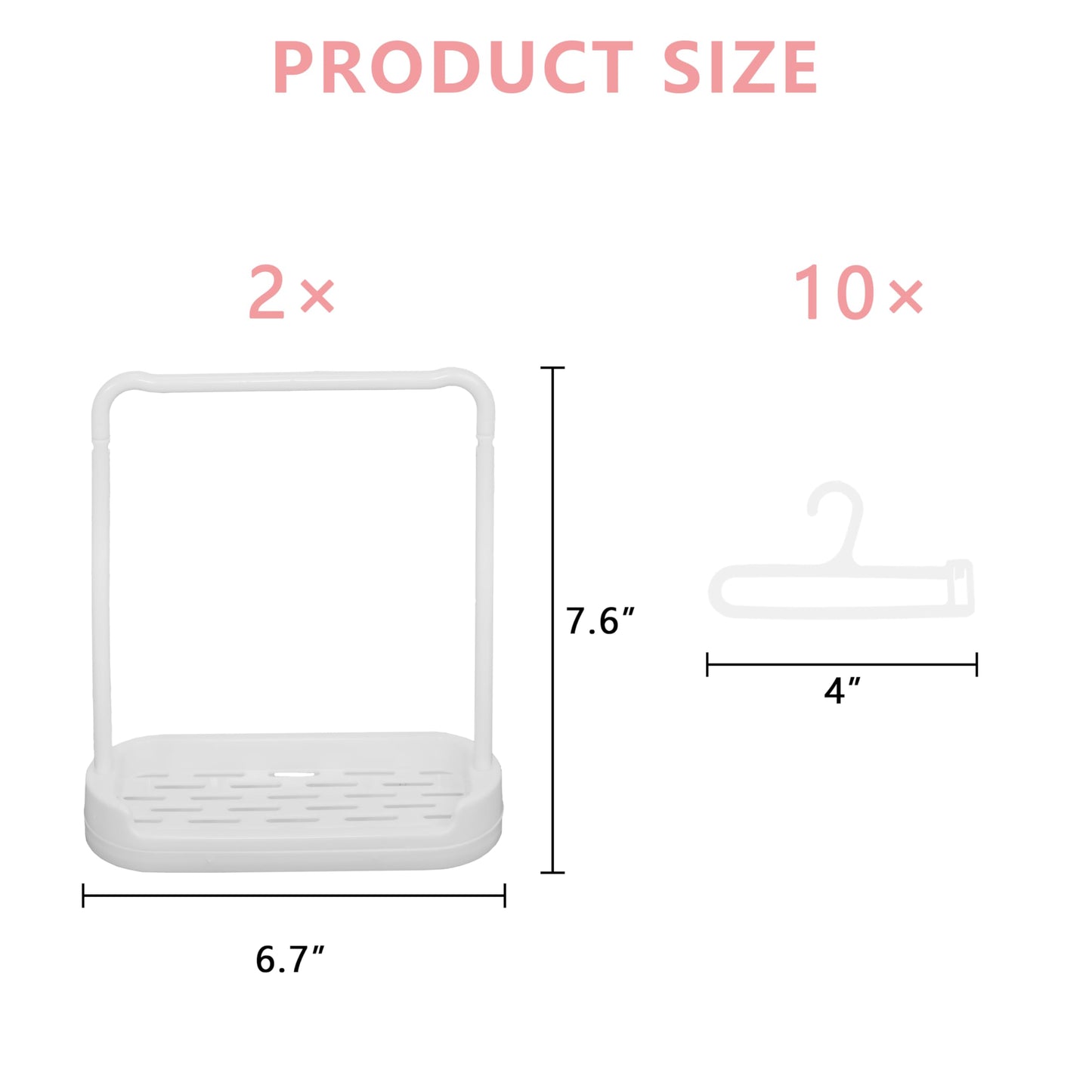 Satakara Doll Clothes Hanger & Rack Set - 2 Stands + 10 Hangers, Durable Plastic Dolls Wardrobe Organizer for Dollhouse Decor, White