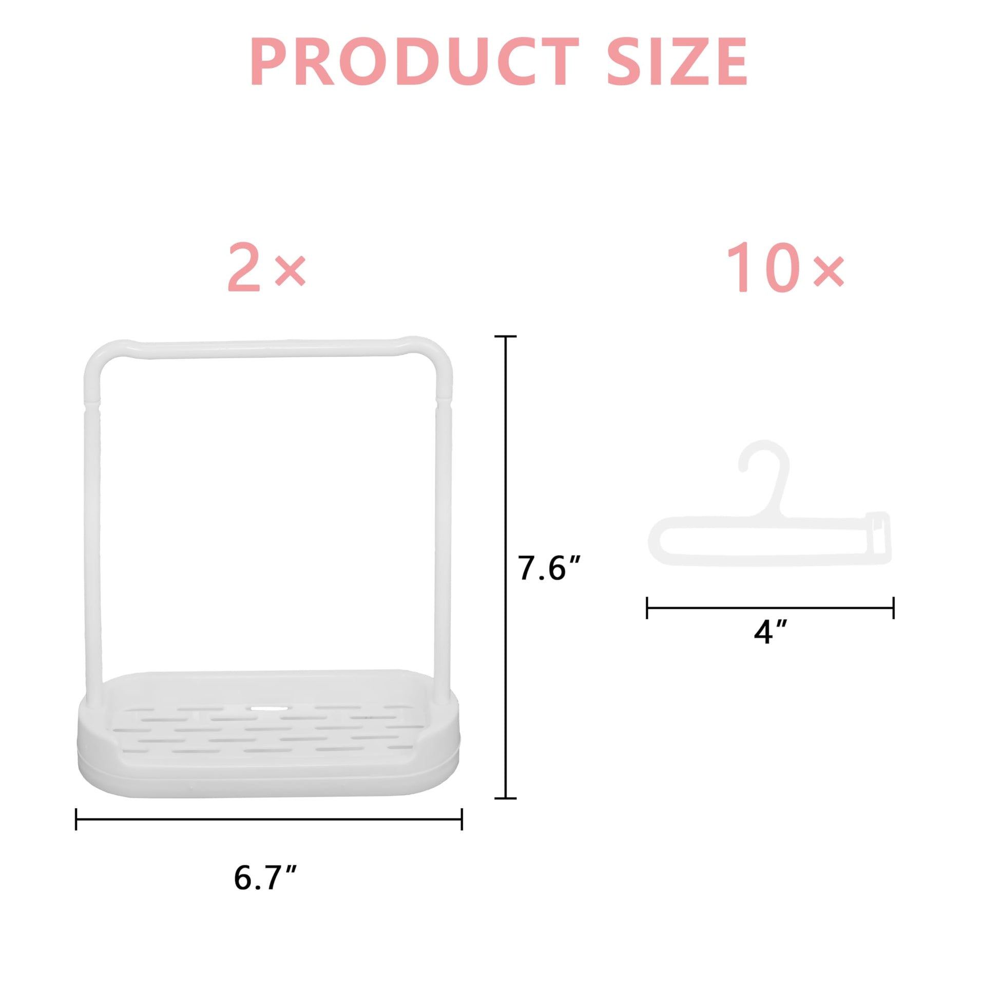 Satakara Doll Clothes Hanger & Rack Set - 2 Stands + 10 Hangers, Durable Plastic Dolls Wardrobe Organizer for Dollhouse Decor, White
