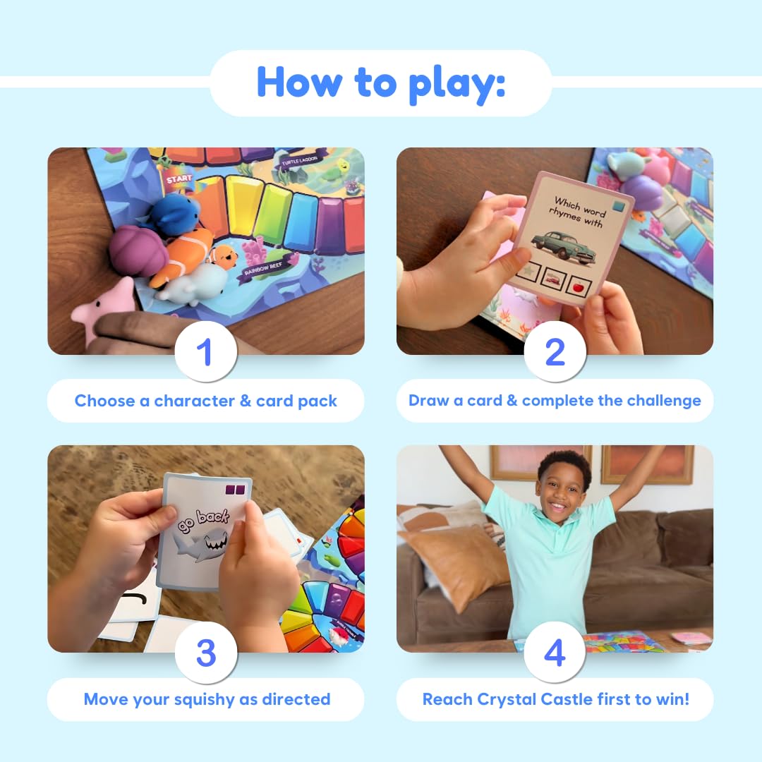 The Fidget Game SquishyLand in Rainbow Reef - Educational & Phonics Kindergarten Learning Activities for Children in Pre-K to 2nd Grade - Mochi