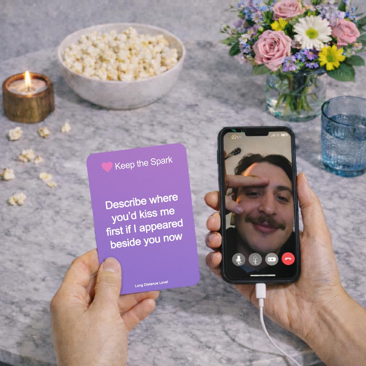 Long Distance Love - Long Distance Relationship Card Game for Couples, 150 Conversation Starter Cards for Video Calls & Virtual Date Night, Gift