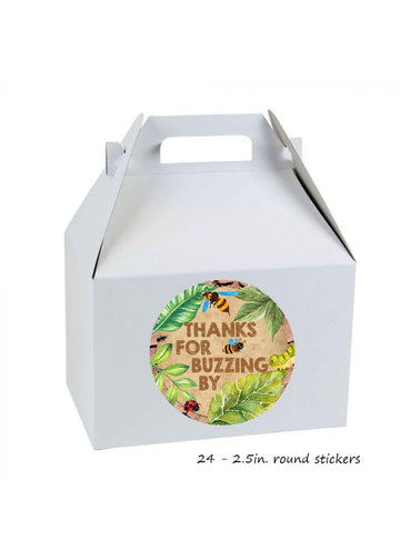 Silly Goose Gifts Thanks for Buzzing by Bug Themed Kraft Birthday Party Supply Thank You Sticker Favors (24 Included)