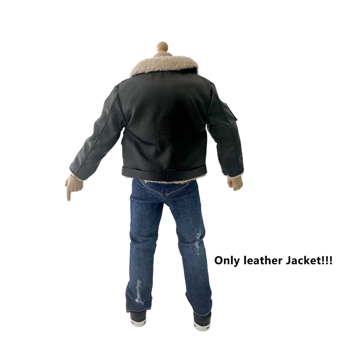 1/12 Action Figure Clothes,Leather Jacket for 6 inch Male Action Figures,6 inch Male Jackets. (Style 3-Fur Collar Black)