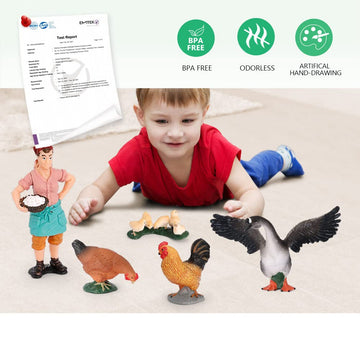 Volnau Farm Animal Toys Figurines 14PCS Barn Figures for Toddlers Kids Preschool Educational Cow Sheep Cock Hen Dog Pig Sets Christmas Decoration Gift