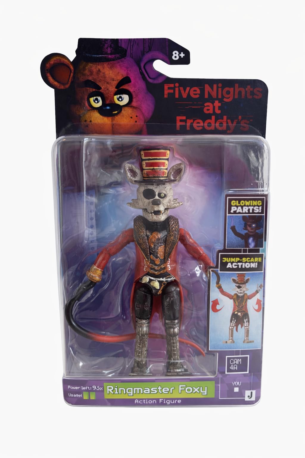 Jazwares Five Nights at Freddy's Ringmaster Foxy Collectors 5-Inch Articulated Action Figure with Jumpscare Feature and Glow-in-the-Dark Eyes