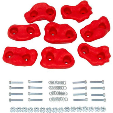 Swing Set Stuff Small Textured Rock Holds (Red) Set of 8 with SSS Logo Sticker
