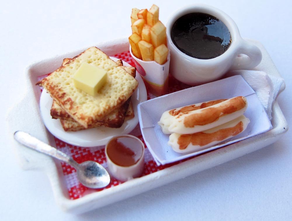 ThaiHonest Dollhouse Miniature Food Set Pancake,French Fries and Coffee Collectibles