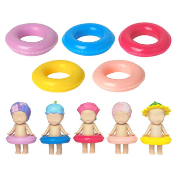 Kaitiaki 5PCS Mini Floaties for Sonny Angel, Cute Resin Swim Rings Accessories Fits 3 Inch Dolls, Decorative Display Props Clothes for Collectors