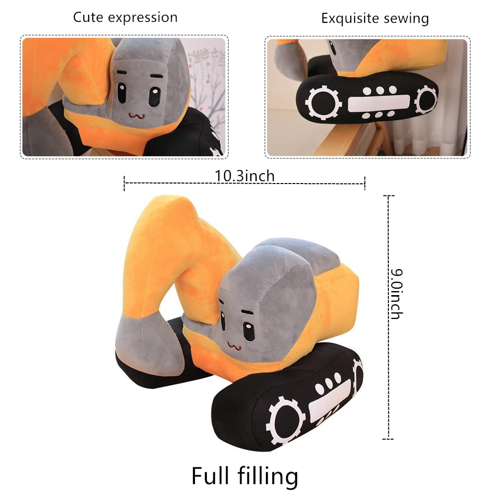 XIAOHONG Excavator Plush Toy,11" Soft Excavator Stuffed Construction Toy Plush Digger Truck Toy Car Plush Pillow,Great Plush Gift for Kids