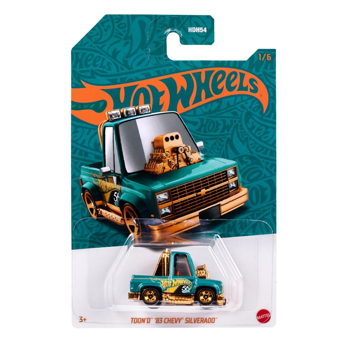 Worldwide Nutrition Bundle Compatible with Hotwheels 56th Anniversary Pearl and Chrome Toon’d ‘83 Chevy Silverado - Cartoon-Inspired Design Diecast