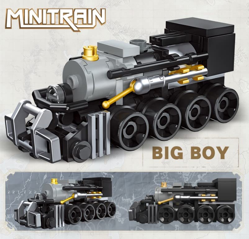 Apostrophe Games 6 in 1 Steam Trains Building Block Set - 463 Pcs - Variety of 6 Trains, Unique Retro Style Model Set, Engineering & Construction Toys