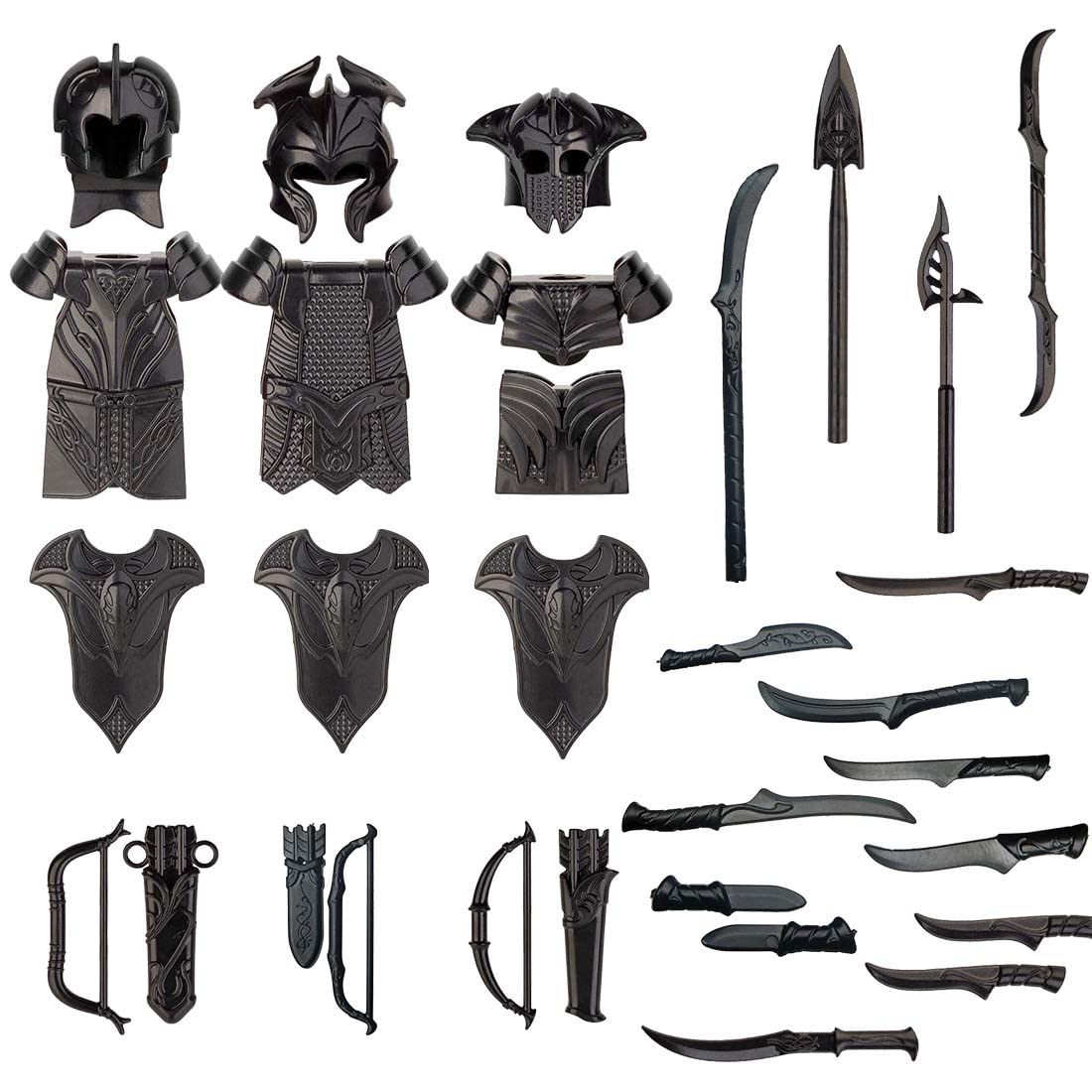 TopBrixx Custom Minifigures Weapon Set, 25 Pcs Custom Weapon Set for Elf, Figure Weapon Compatible with Lego
