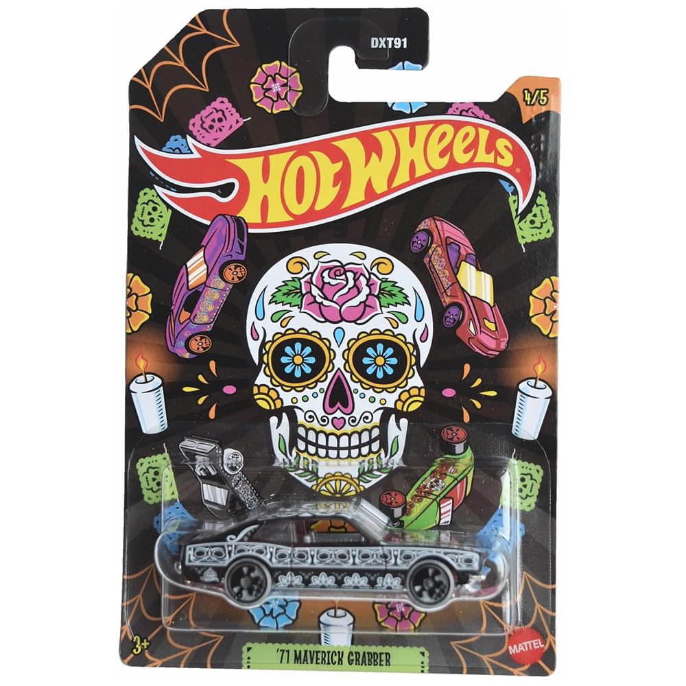Hot Wheels '71 Maverick Grabber Halloween 1:64 Scale Car, Black, 2" x 3" x 1.5"