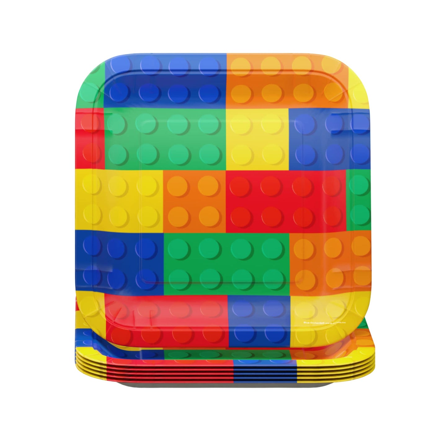 Blue Orchards Brick Party Supplies Packs (100 Pieces for 16 Guests) - Building Block, Gaming Birthday Decorations, Gamer Blocks Decor, Brick Theme
