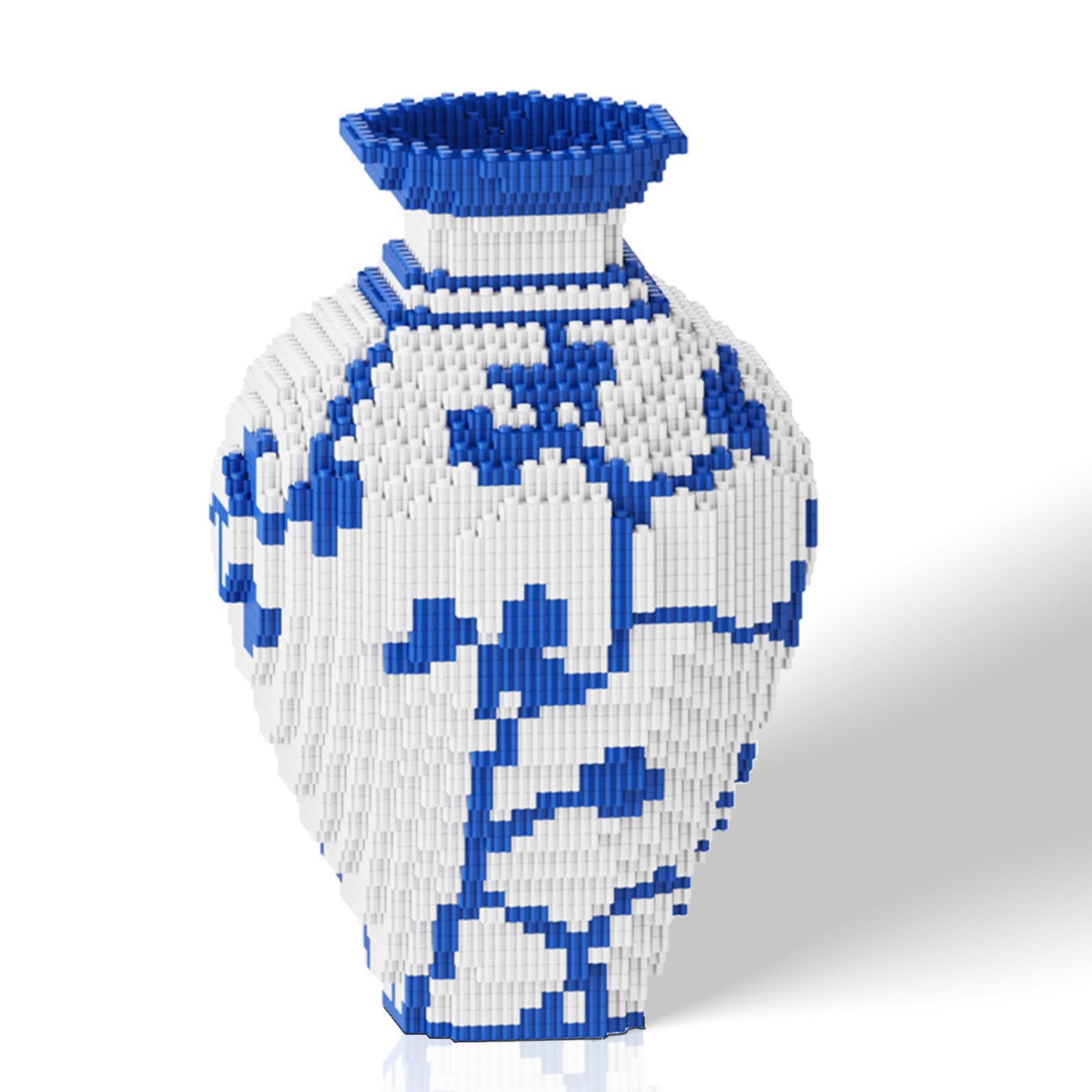 Micro Vase Building Blocks set, Blue & White Ceramic Style 3200PCS (1 sets), Compatible with Lego, 7*7*11? Creative Flower Building Kit for Home