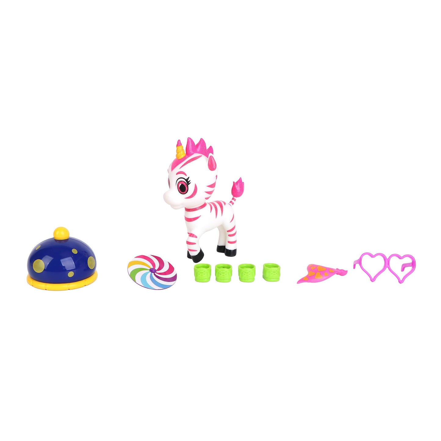 Zoonicorn Aliel Dress-Up Pink, 5in Interactive Figure with Green Shoes