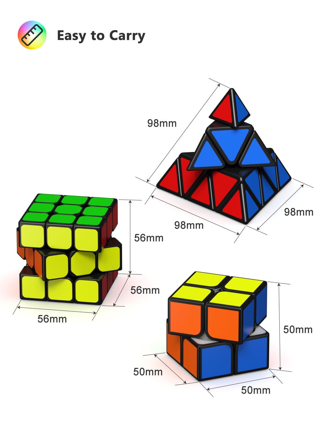 Speed Cube Set,Vdealen Magic Cube Set of 2x2x2 3x3x3 Pyramid Smooth Puzzle Cube