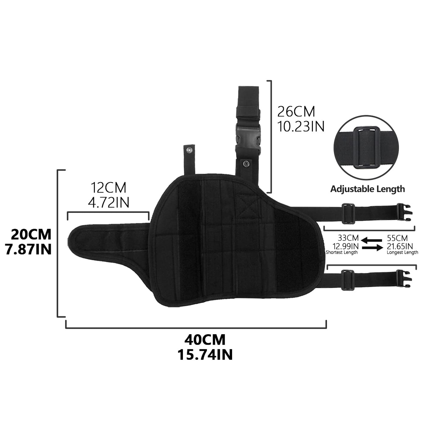 BOROLA Adjustable Tactical Leg Holster Compatible for Nerf Elite Series Blaster(Black)