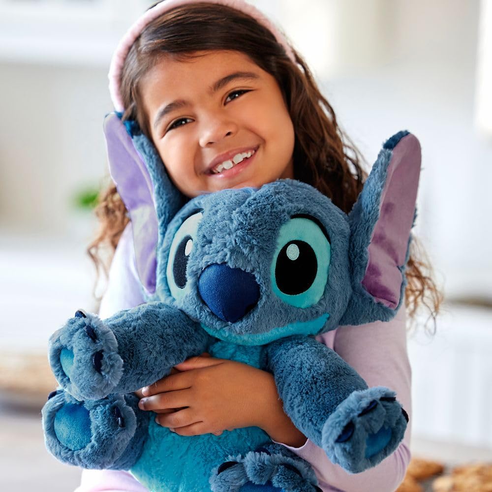 Disney Store Official Stitch Medium Soft Toy for Kids, Cuddly Character with Fuzzy Texture and Embroidered Details, Flexible Floppy Ears, Disney