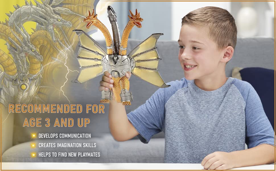 TwCare Godzilla vs. Mecha King Ghidorah, 2021 Movie Series Movable Joints King of The Monsters Action Figures Birthday Kid Gift, Carry Bag