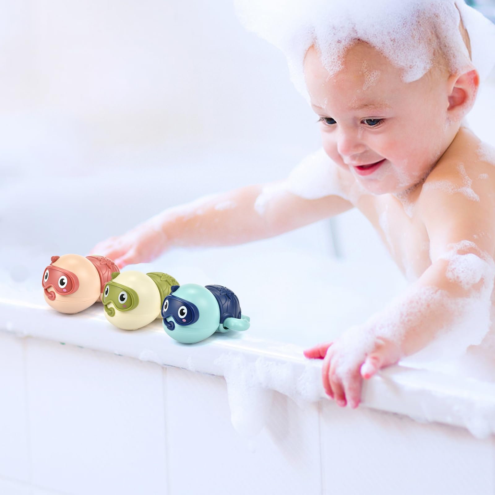 3 Pack Swimming Turtle Baby Bath Toys for Toddler 1-3,2025 Bath Toys Water Pool Floating Wind Up Toys for 1-2 Year Old Boy Girl Gifts, Infant Toddlers