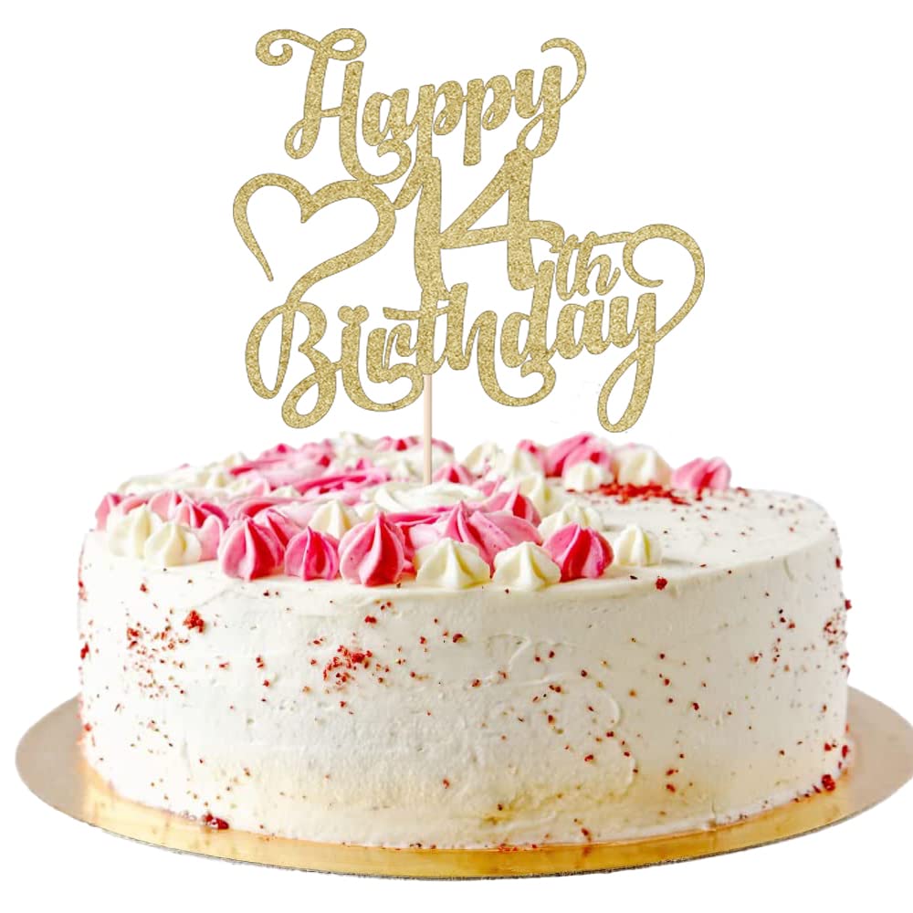 AROKIPPRY Happy 14th Birthday Cake Topper - 14th Birthday Cake Decoration