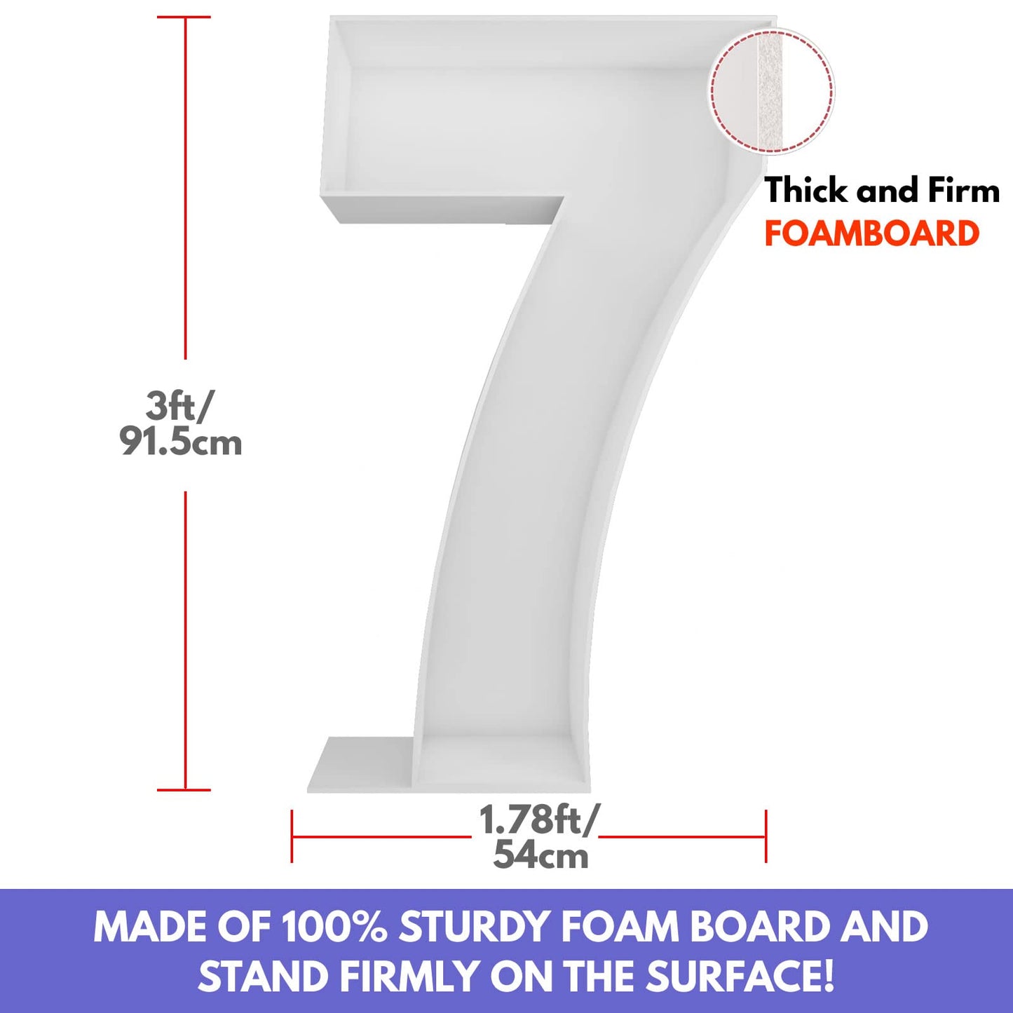3FT Mosaic Balloon Frame Number 7 Pre-Cut Kit Foam Board DIY Craft Kit for Birthday Decoration
