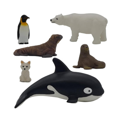 Get Ready Kids Polar Animal Toys - 6 Large Plastic Arctic Antarctic Figures