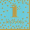 Blue 1st Birthday Boy Luncheon Paper Napkins - 6.5" x 6.5" (Pack Of 16), Soft & Absorbent, Premium Quality & Adorable Design - Ideal For First