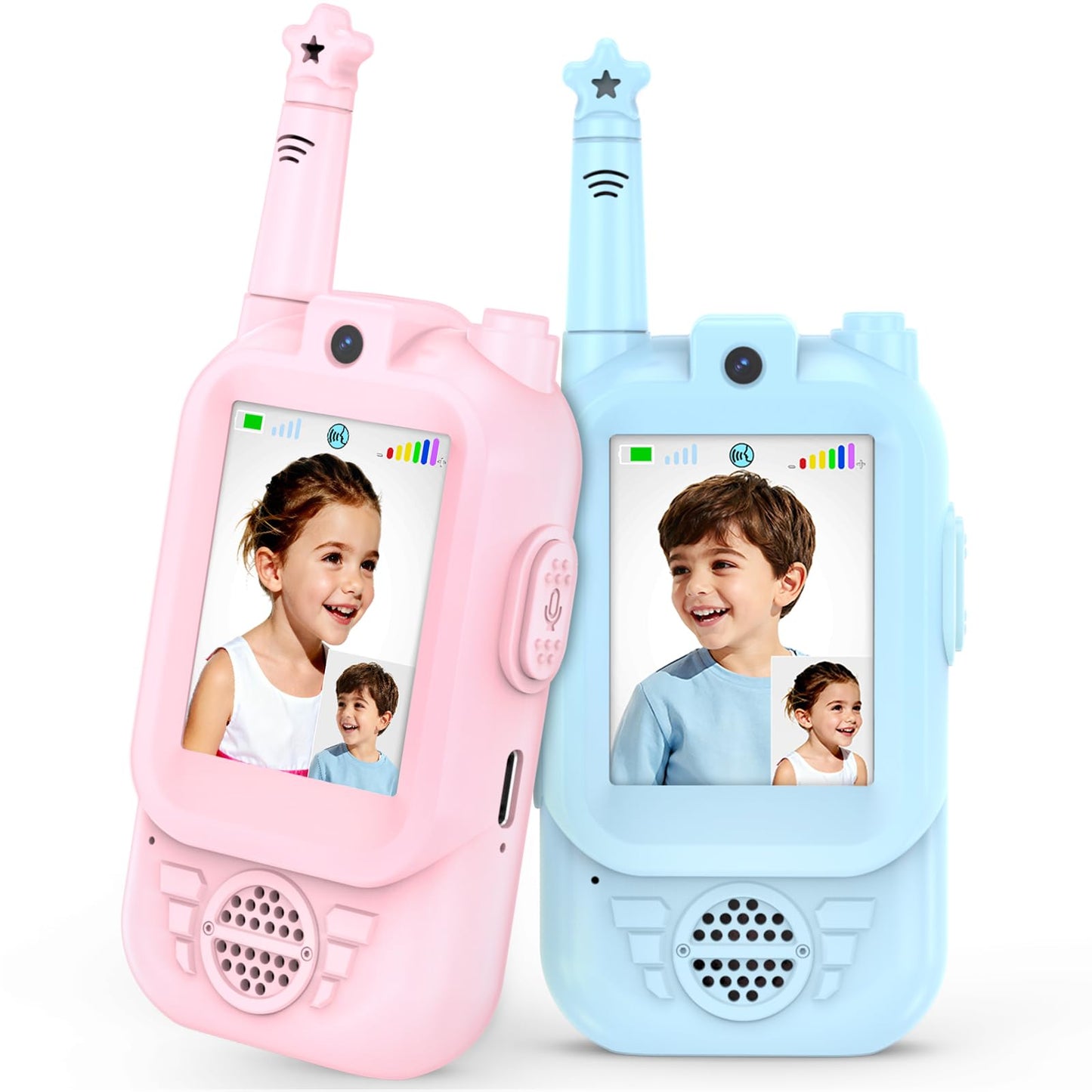 Video Walkie Talkies for Kids 2 Pack, USB-C Rechargeable with 2.0" Screen, Video Chat & Photo Sharing, Long Range Two Way Radio Toys for Boys Girls