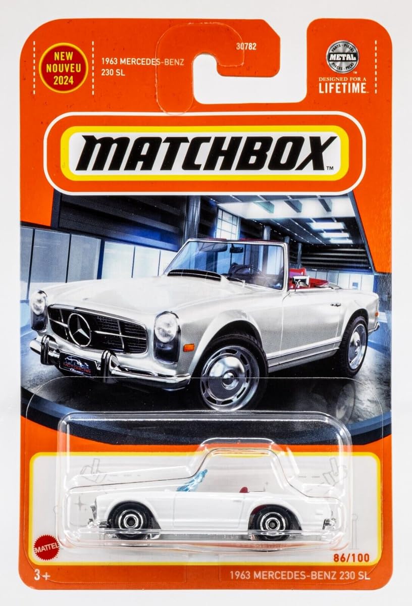Matchbox 1963 Mercedes-Benz 230 SL 86/100 1:64 Scale Die-Cast Car, White