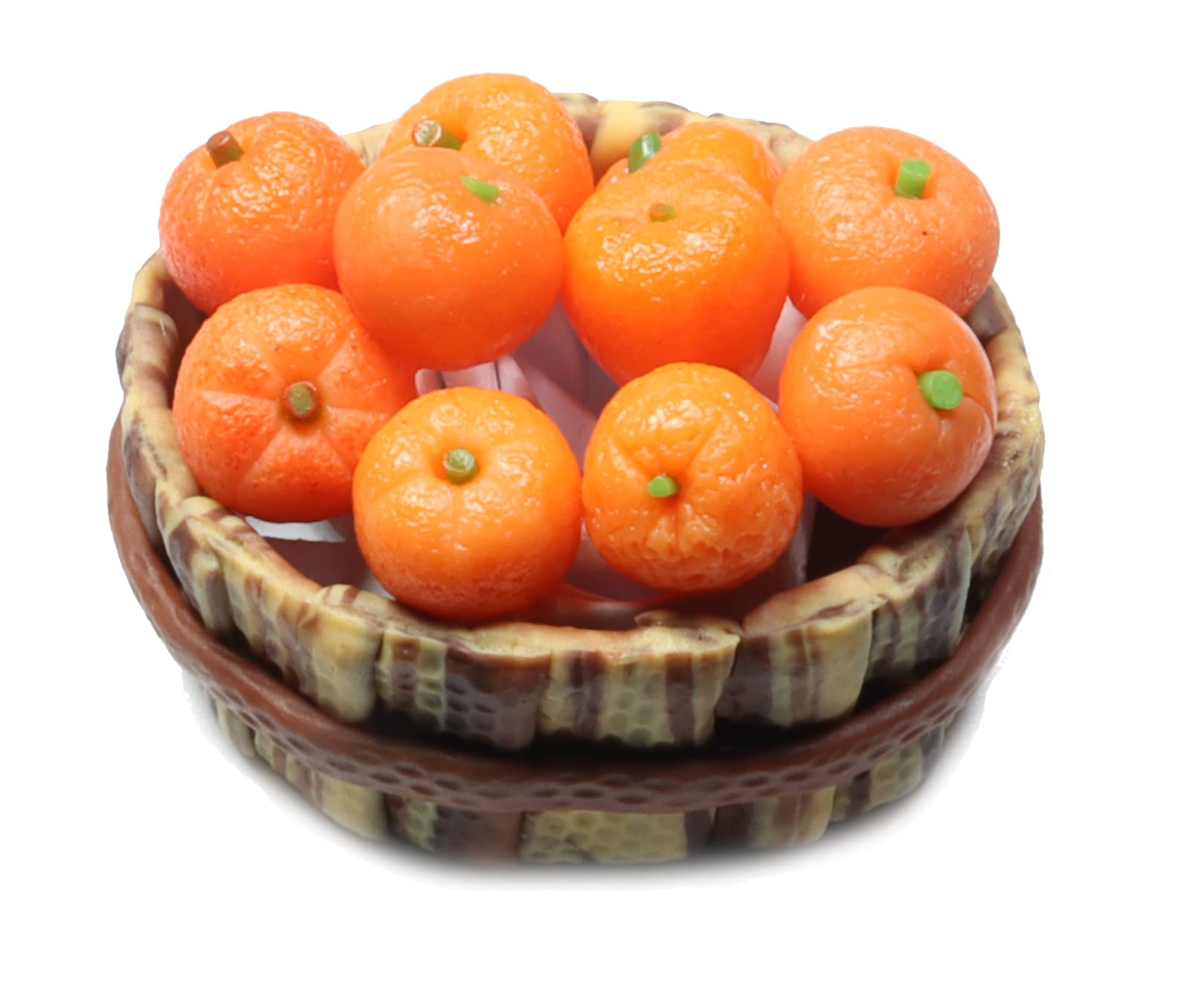 Handmade Miniature Fruit Basket, Realistic Red Apple Orange Grapes Dollhouse Food Figurine, Air Dry Clay Mini Food Accessory, 1:12 Scale Collectible