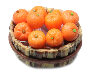 Handmade Miniature Fruit Basket, Realistic Red Apple Orange Grapes Dollhouse Food Figurine, Air Dry Clay Mini Food Accessory, 1:12 Scale Collectible