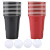 Fdit Solid Materials Beer Set Beer Drinking Game Set Beer Cups-22 Cups 4 - Balls(red Cups 11+Black cups11+4balls)