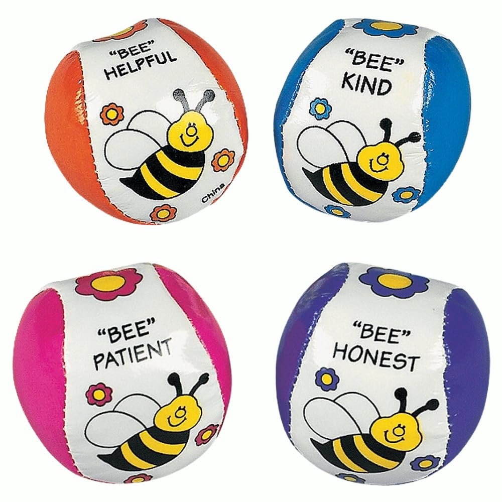 Fun Express Bee Your Best Kick Balls - 12 Pieces - Educational and Learning Activities for Kids