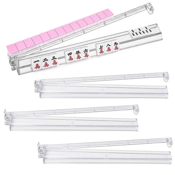 HANUSTARS Permium-Mahjong Racks with Pushers 4-Piece Set Clear Acrylic Tile Holder American Mahjong Racks with Pushers Mahjong Accessories Transparent