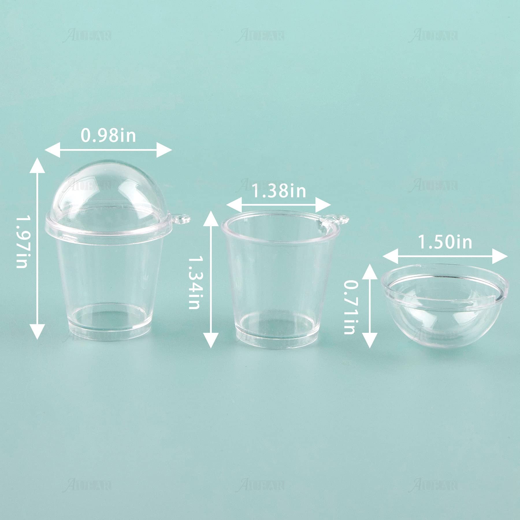 AUEAR, Mini Coffee Cups Keychain with Dome Lids Cup for DIY Scene Art Display Craft Project (20 Pack)