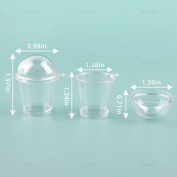 AUEAR, Mini Coffee Cups Keychain with Dome Lids Cup for DIY Scene Art Display Craft Project (20 Pack)