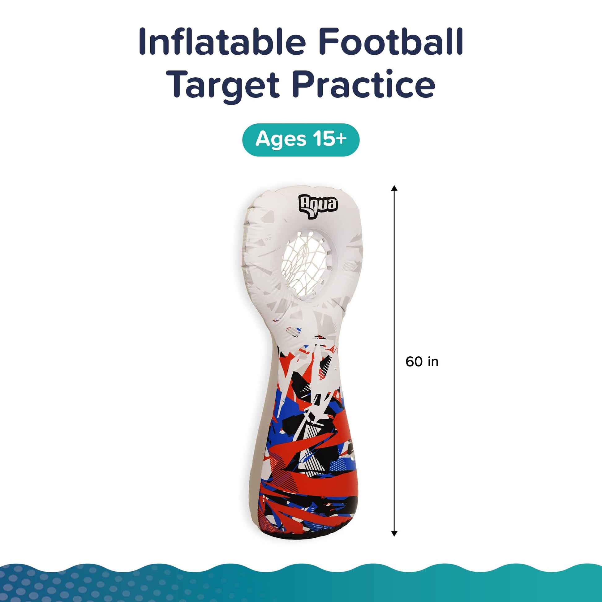 Aqua Inflatable Football Toss, Inflatable Throwing Target Toy, Backyard and Lawn Game, Touchdown Pass Game