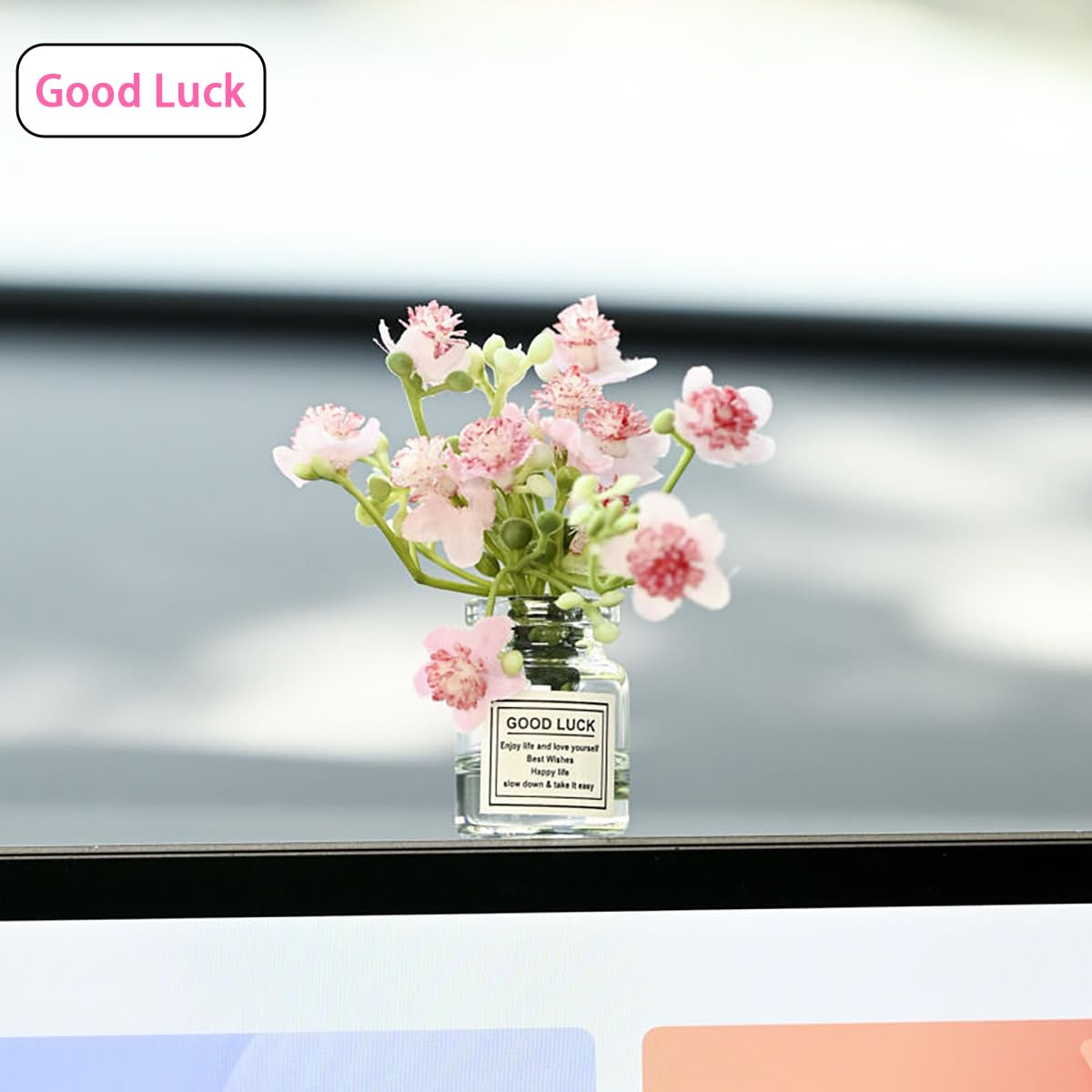 2 Pcs Miniature Flower Vases with Peach Blossoms - Handmade Dollhouse Vases for Micro Landscape, Resin Floral Decorations for Fairy Garden Scenes,Car