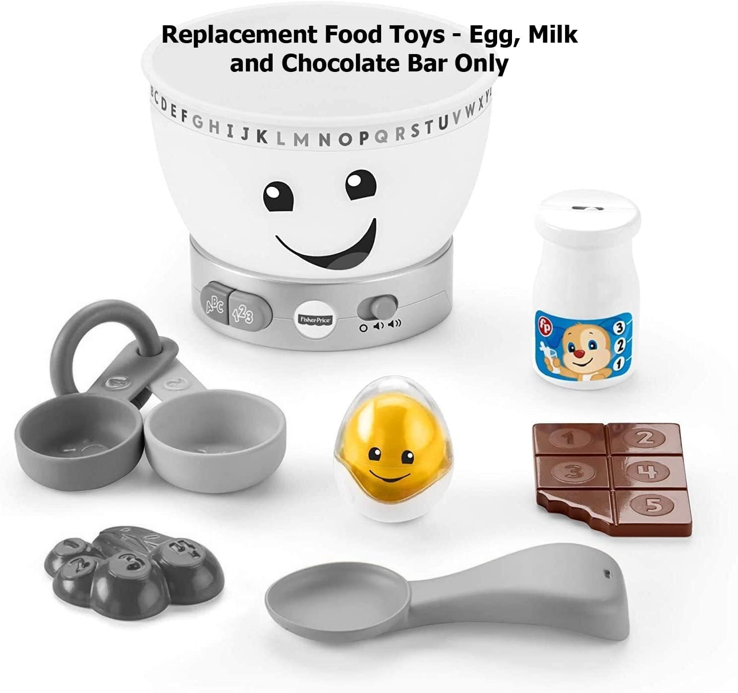 Replacement Parts for Fisher-Price Laugh and Learn Magic Color Mixing Bowl Playset - GJW20 - Replacement Food Bag - Milk, Egg and Chocolate Bar