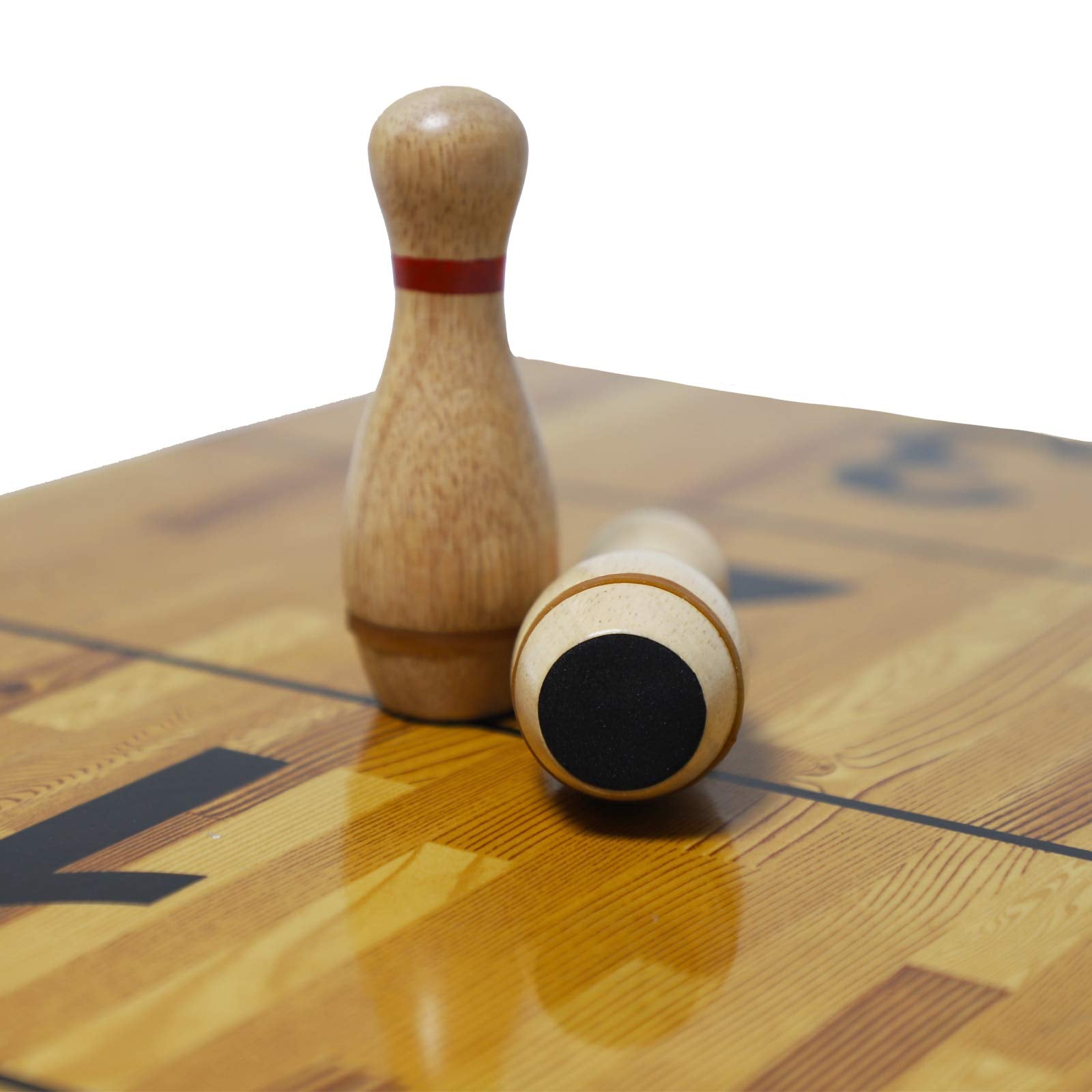 YDDS Shuffleboard Bowling Pin Set with 10 Pcs Premium Hardwood Bowling Pins Durabel Triangular Pinsetter Resin Bowling Ball and Carrying Bag, Fun