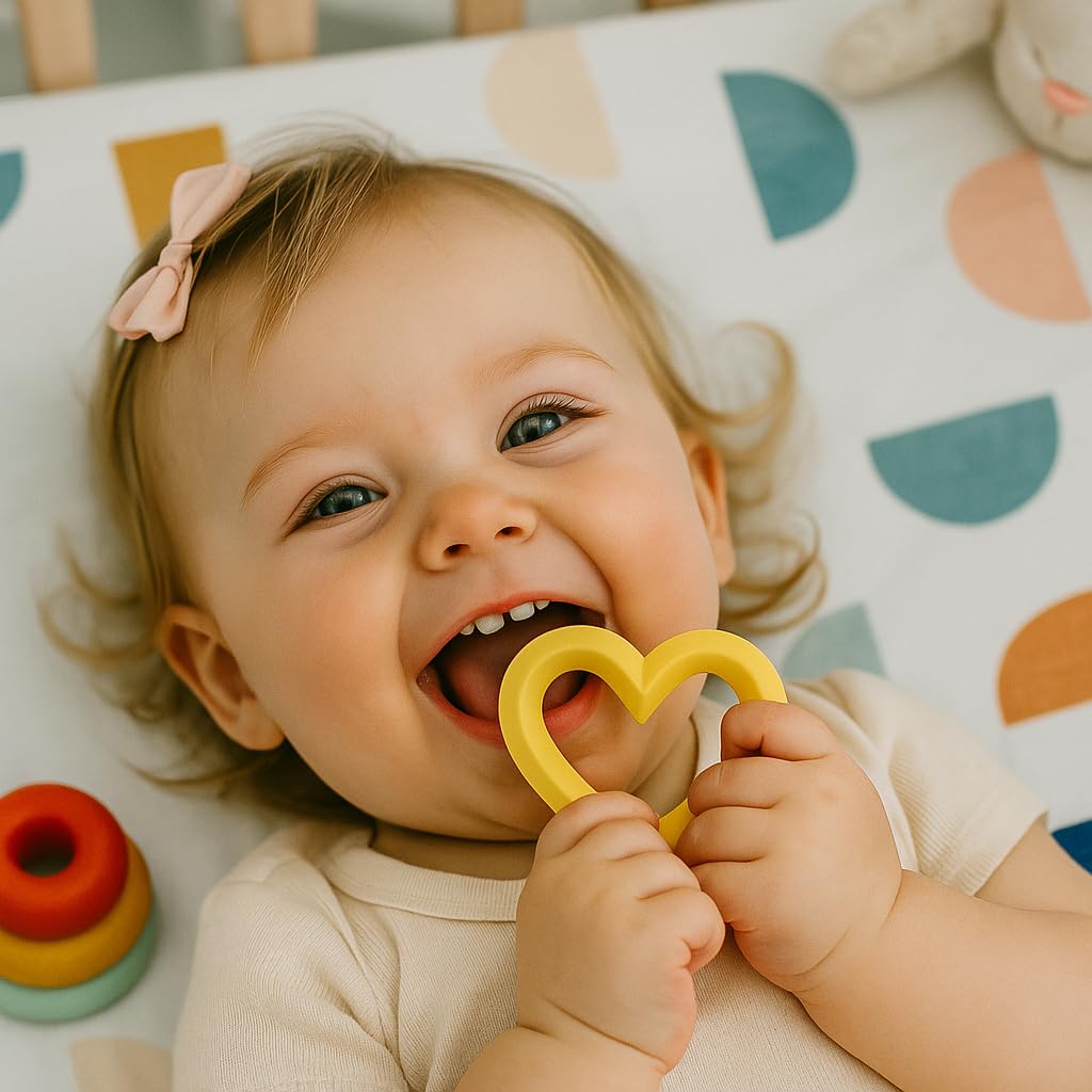 Valentine's Day Baby Teether Silicone Heart Teething Toys 6-12 Months 0-6 Months,Baby Chew Toys Teething Relief,Gifts for Babies,BPA-Free