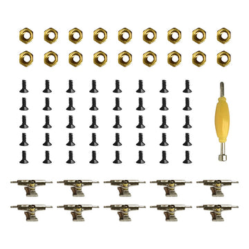 EBCO 10x Trucks & 40x Screws & 20x Nuts & Spanner Tool for 96mm Fingerboard Skateboard Wooden Deck Parts Kit