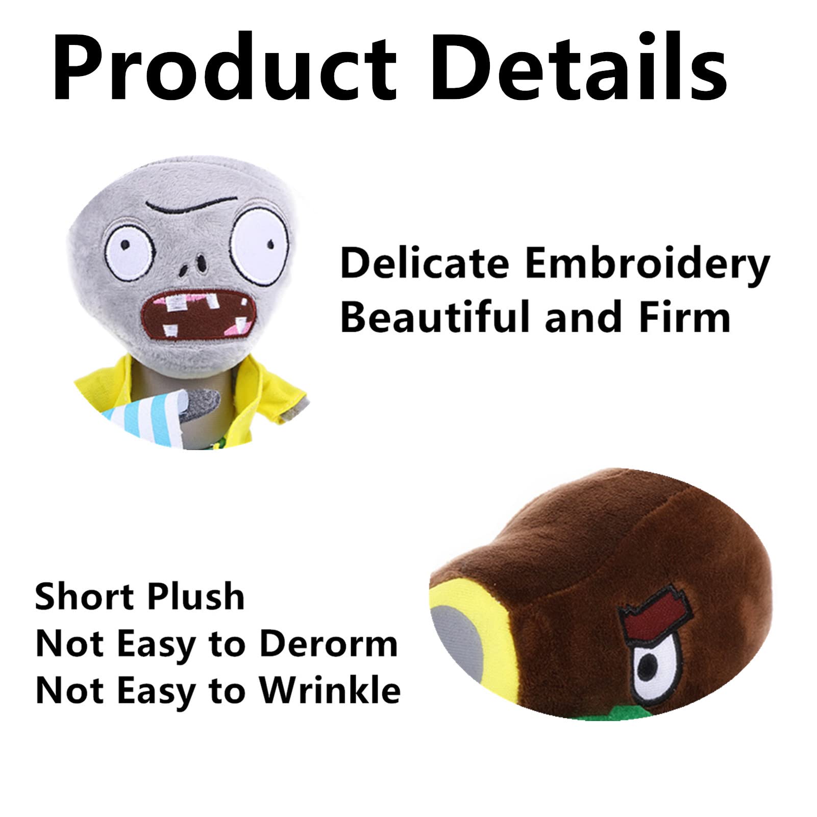 JHESAO 3 PCS Lettuce Plants and Zombies Plush Banner Zombies Toys PVZ Plush 1 2 Stuffed Soft Doll Coconut Cannon Plant Toy New