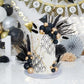 40 PCS Black Gold Cake Toppers Ball Cake Decoration Boho Bunny Tails Reed Grass Cake Decoration for Boho Wedding Birthday Baby Shower Party Cake