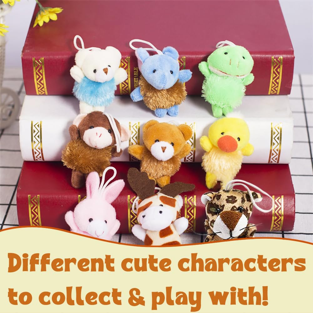 CAMIRUS 24Pack Mini Animal Plush Toy Set, Cute Assortment Keychain Toys, Small Stuffed Animal Set Gifts for Kids, Christmas Stocking Stuffer, Easter