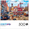 Buffalo Games Old Western Town - Dominic Davison - 500 Piece Jigsaw Puzzle for Adults - Challenging Vintage Western Art with Bonus Diagram - Country