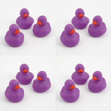 Fun Express Purple Rubber Ducks 12 Pack - Mini Duckies Bulk Party Favors for Kids Birthday | Classroom Prizes Treasure Box Toys | Ducks for Ducking