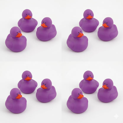 Fun Express Purple Rubber Ducks 12 Pack - Mini Duckies Bulk Party Favors for Kids Birthday | Classroom Prizes Treasure Box Toys | Ducks for Ducking