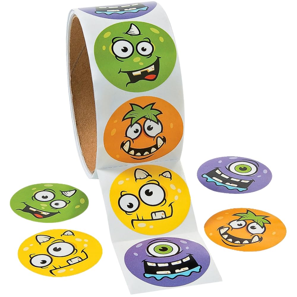 Monster Face Roll Stickers for Halloween (100 Stickers) Stationery - Halloween